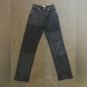 Reformation Jeans: Cynthia Shadowed Checkered High Rise